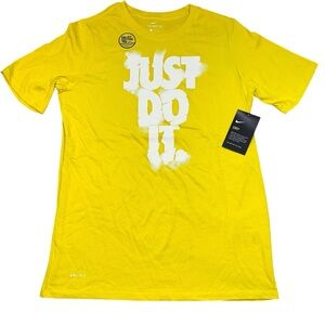 Nike Bright Yellow Short Sleeve Tee White Just Do It Graphic Size Youth XL